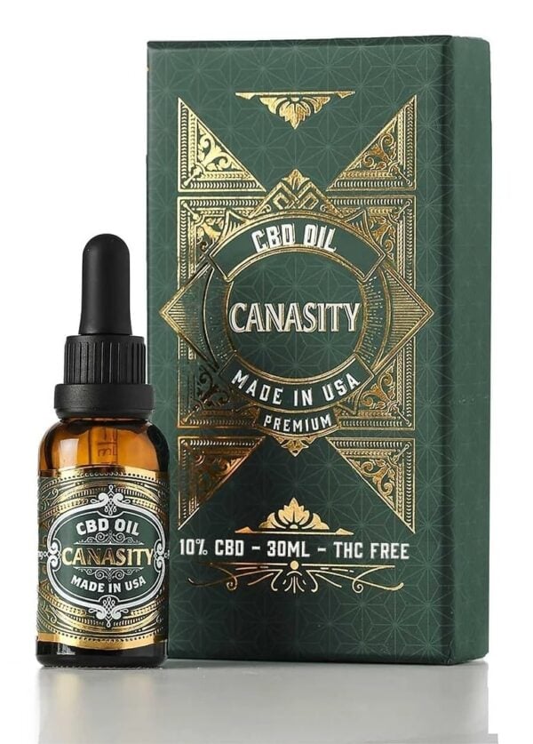 Canasity CBD Oil 10% — 1000 mg broad-spectrum, bottle and box